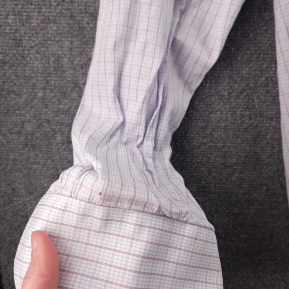Canali Blue Purple Italy Check All Cotton 15.5 Button Up Luxury Long Sleeve Men - Picture 15 of 16